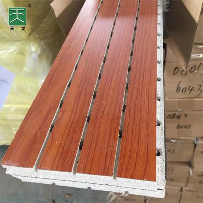 China TianGe Modern Factory Sound Absorption Decorative Wall Panel Grooved Wooden Timber Acoustic Panels for sale