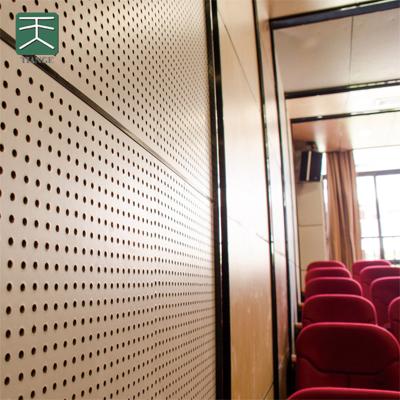 China Modern Wooden Perforated Wooden Acoustic Panel Sound Insulation Auditorium TianGe Sound Barrier for sale