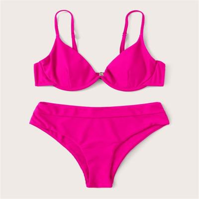 China Antibacterial swimwear solid color ribbed 2022 new sexy swimsuit and mature woman thong bikini for sale