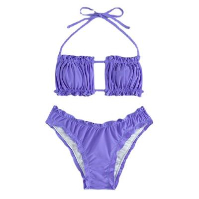 China Wholesale High Quality Private Label Bikini Swimwear Shiny Antibacterial Ruffle Custom Sexy Swimwear for sale