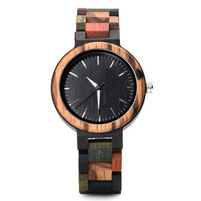 China Colorful Wooden Strap Watch Natural Wood Case Back , Laser Engraved for sale