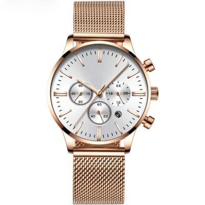 China Stainless Steel Mesh Band Chronograph Watch Men Luxury Quartz OEM Watches for sale