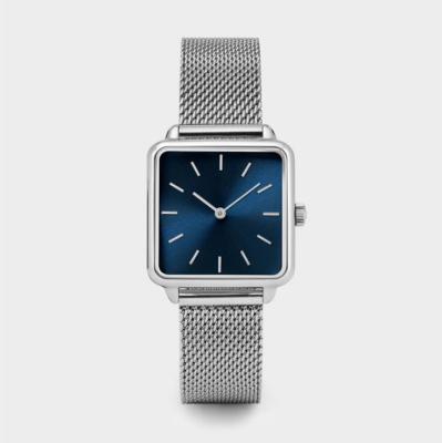 China Slim Quartz Square Watch , Mesh Band Quartz Watch Silver / Gold / Rose Gold Color for sale