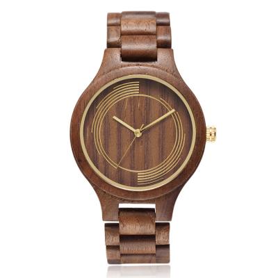 China Hand Made Wooden Quartz Watch , Black Walnut Wood Quartz Movement Watch for sale