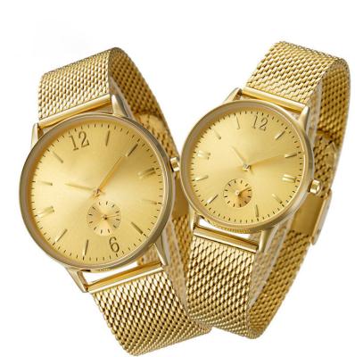 China IP Plated Quartz Gold Watch OEM Custom Logo With Stainless Steel Mesh Band for sale