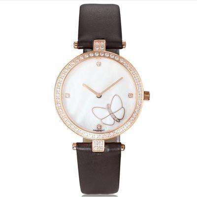 China Casual Jewelry Womens Fashion Watch , MOP Dial Genuine Leather Band Watch for sale