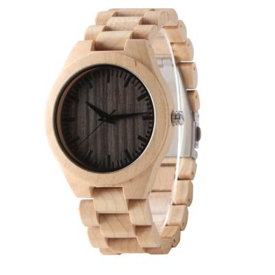 China Stainless Steel Buckle Maple bamboo wrist watch waterproof For Men for sale