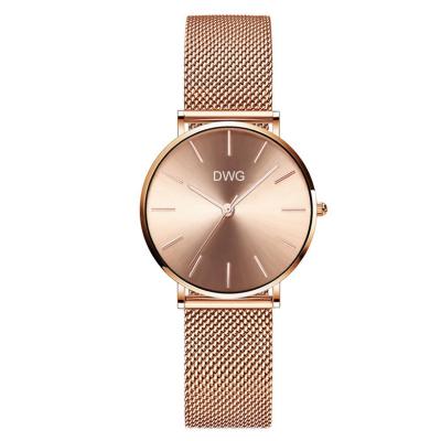 China Mesh Stainless Steel Band Waterproof Women Luxury Watch With Sunray Dial for sale