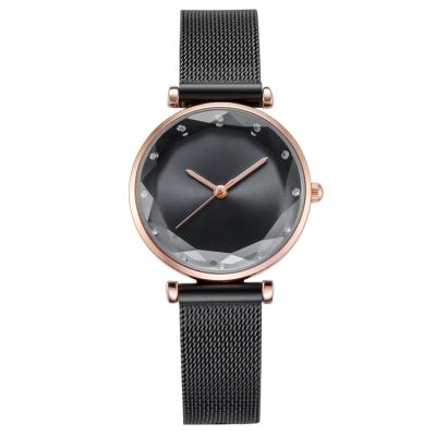 China PVD Plated All Black Fashion Lady Watch Mesh Band Alloy Quartz Watch For Women for sale