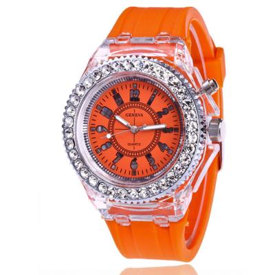 China Quartz Men Silicone Sport Watch 8.2mm Thickness Transparent Plastic Case 3ATM for sale