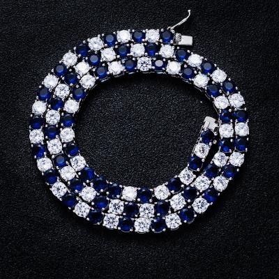 China Hiphop Drop Shipping 18 Inch CZ Diamond Tennis Necklace 5MM Blue and Colorful Clear Crystal Tennis Necklace Choker Necklace for sale