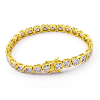 China High Quality Hiphop Bezel Setting Square Zircon 5A CZ Tennis Bracelet 6mm Tennis Bracelet 7 Inch Bezel Tennis Bracelet for sale