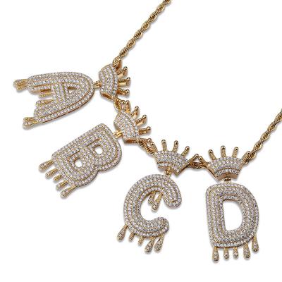 China Hiphop Drop Shipping Tiny Crystal Initial Diamond Letter Pendant Gold Silver Custom Name Pendant Jewelry Tiny Necklace With Letter for sale