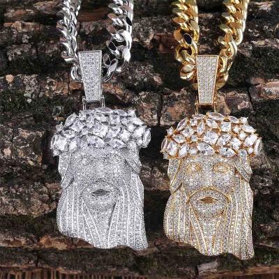 China Hiphop Drop Shipping No Gold Pendant Jesus Pend Heavy Diamond Jesus Pendant 14k Moq Hip Hop Charm Jesus Piece Gold Big Head Man for sale