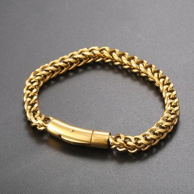 China Hiphop 1PC Drop Shipping Wholesale 14K Gold Plated Cuban Link Chain Bracelet 6mm Stainless Steel Chain Bracelet for sale