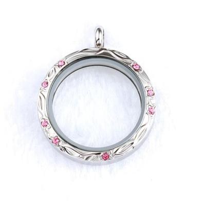 China Latest CLASSIC LivingLOCKET Pendant Screw Open Pattern Open Crystal Charm Pendant Jewelry Living Floating Crystal Pendant for sale