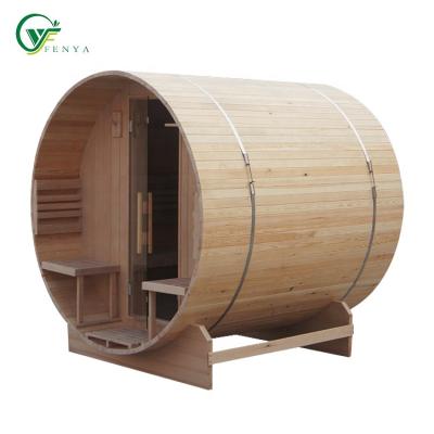 China Computer Control Panel China Manufacture Wholesale Outdoor Garden Wooden Panoramic Barrel Sauna 6 Person for sale