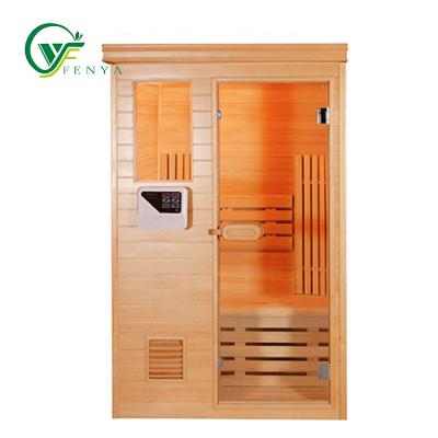 China Canadensis Solid Wood Outdoor Computer Control Panel 2 Person Tsuga Sauna Traditional Sauna Chamber Steam Sauna for sale