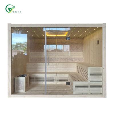 China Computer Control Panel Commercial Use Large Size Traditional Dry Steam Finland Sauna With Full Glass Door for sale