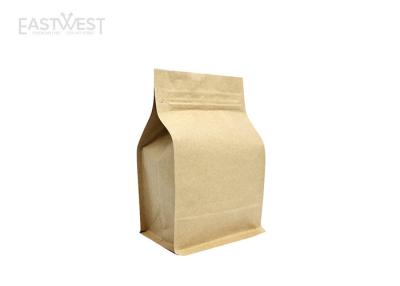 China Brown Kraft Paper Flat Bottom Pouch Customized Direct Printing Degassing Valve for sale