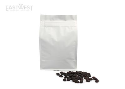 China Matte White Custom Printed Coffee Bags Plain Box Bottom Pouch 1 Lb Eco - Friendly for sale