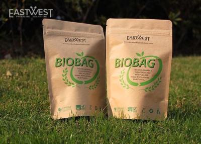 China Printable Green Biodegradable Packaging Bags Plastic Free With PLA Zipper for sale