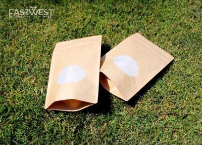 China Windowed Biodegradable Packaging Bags Compostable Packaging Kraft Stand Up Pouch for sale