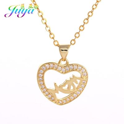 China Fashion Women Shape Choker Micro Pave Gold Rose Gold Heart Mom Baby Zirconia Pendant Necklace For Mother's Day Gift Jewelry Necklaces for sale