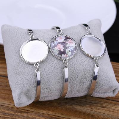 China FASHIONABLE Round Cabochon Bezal Trays Empty Bracelets DIY Handwork Supplies 20mm Bracelets For Women Men Gift Handmade Jewelry for sale