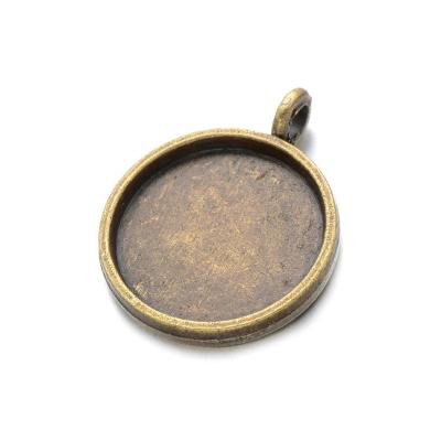 China Zinc Alloy Round Earring Cabochon Base Setting Tray DIY Jewelry Accessory 18MM Jewelry Pendant Components Tray Base for sale