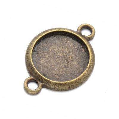 China High Quality DIY Jewelry Accessory 14MM Connectors Bracelet Components Connectors DIY Cabochon Zinc Alloy Round Base for sale