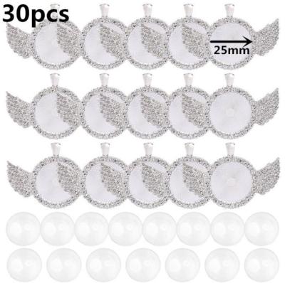 China 30pcs 25mm Cabochon Series Empty Crystal Cabochon Base Set Of Zinc Alloy Pendant Trays Setting for sale