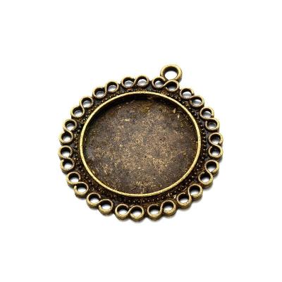 China DIY Jewelry Accessory (Earring Pendant or Keychains) 30 Mm Base Cabochon Flower Zinc Alloy Round Earring Base Pendant Setting Jewelry Components for sale