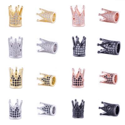 China Men Women Bracelet Gold Crown Beads AAA Zircon Crown Charm Spacer Bead For Jewelry Making 20223902 for sale