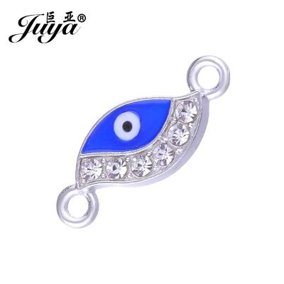 China Wholesale 9x22mm Zircon Jewelry Findings DIY Accessories 9x22mm Evil Eye Zinc Alloy Connectors Charms Connectors Pendant Charm AE0052 for sale