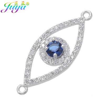 China Fashion Ali Moda DIY Greek Lucky Blue Zircon Eye Connectors Evil Eye Jewelry Accessories For Handmade Bracelet Making Material for sale