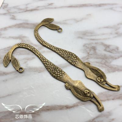 China Alloy Charm Jewelry Charms Gold Plated Antique Gold Plated Mermaid Hairpin Antique Pendant Antique Gold Pendant for sale