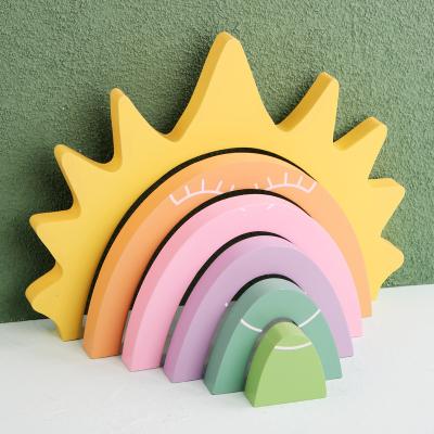 China Eco-friendly Non-Toxic Wooden Block Many Pcs Natural Wooden Arch Kids Education Learning Stacking Toys for sale