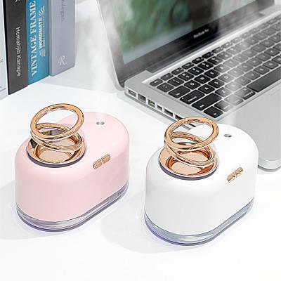 China Morden 300ml Air Humidifier Hanging Humidifier Double Ring Usb Mini Floating Humidifier Night Home Colorful Light for sale