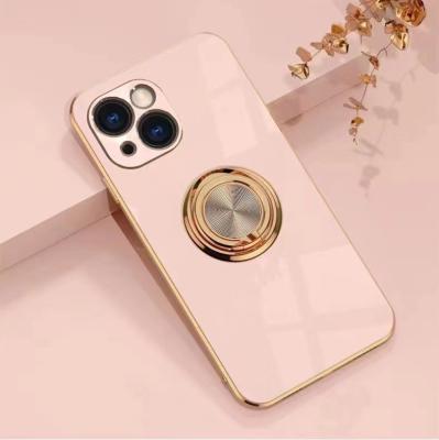 China High Quality Electroplating Glossy Shockproof Gel Phone Case For iPhone 12 With Precise Camera Hole, For iPhone 13 Pro Max Case Ring Holder for sale