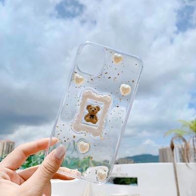 China Shockproof Cute Bear For Iphone For Samsung New Cover Mobile Phone Accessories Bags Women Glitter Cartoon Case Cove for sale