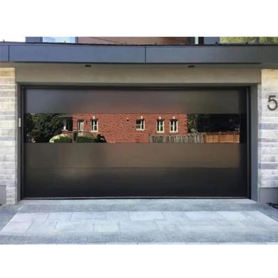 China garage anti-theft isolation glass door with motor automatic aluminum glass transparent electric garage door for sale