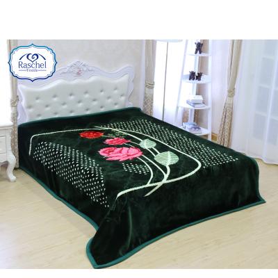 China Korean Screen Printed 100% Polyester Raschel Style Anti-pilling Blanket for sale