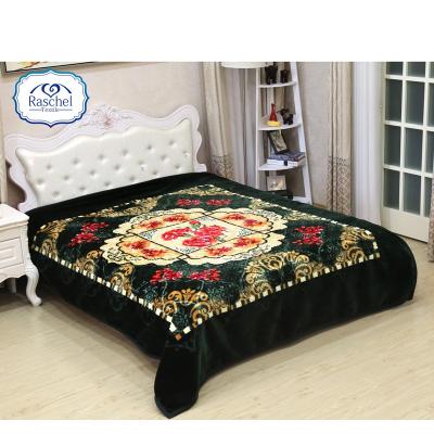 China New design 200 x 220 cm flower anti-pilling plush embossed polyester mink single ply blanket per 4.2 kg one side for sale