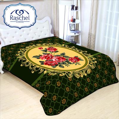 China Wearable Flower Design Rose Red Promotional Raschel Blanket for Middle East Market for sale