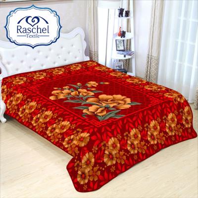 China Wearable Flower Design Rose Red Promotional Raschel Blanket For Middle East Market Korean Style for sale