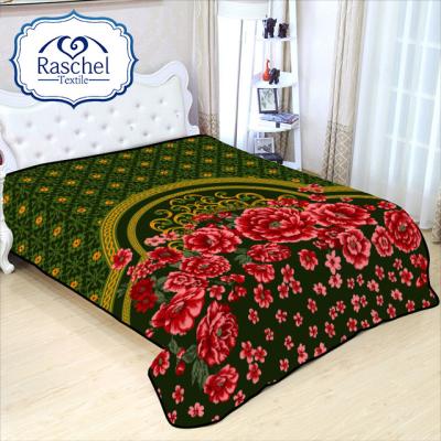 China Wearable Flower Design Cut Out Rose Promotional Raschel Blanket For Middle East Market for sale