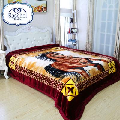 China Anti-pilling Korea style super soft embossed animal raschel blanket China supplier for sale