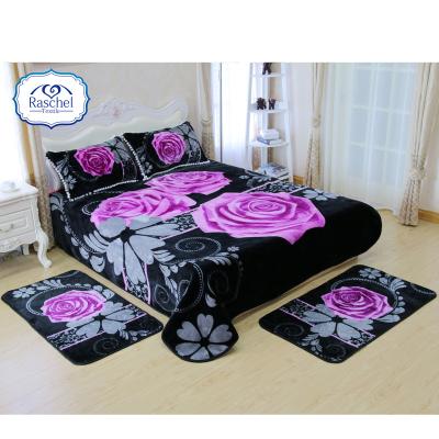 China 100% Korean Style Anti-pilling Polyester Custom Printed Five Piece Blanket Set for sale