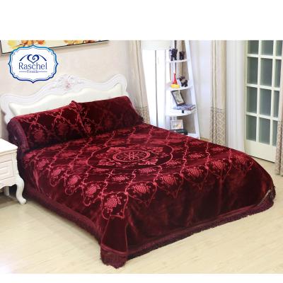 China 100% Korean Style Anti-pilling Polyester 2 Ply Embossed Mink Blanket 4pcs Set for sale